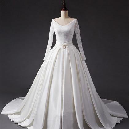 Faisata Satin Ball Gown Wedding Dresses A-line V..