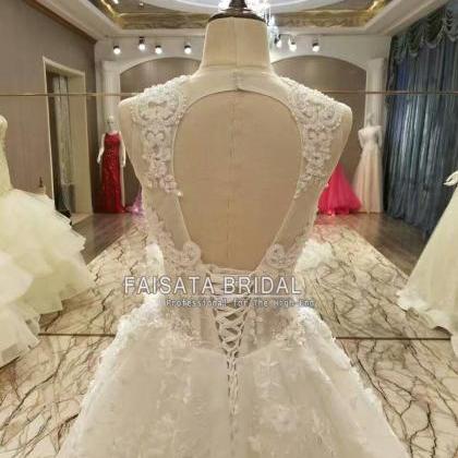 Luxury Shiny Crystal Beading Lace Wedding Dresses..