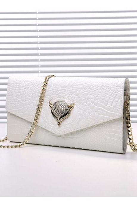 Style Fashion Exquisite Diamonds Fox Women Leather Shoulder Bag Messenger Bags High-grade Diamond Fox Dinner Bag